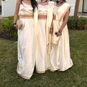 Spaghetti Top Lehenga Set Cream shell bustier Indian American Wedding